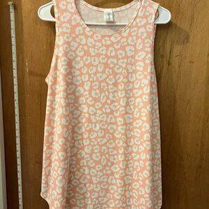 Size 1X - Supernova - Pink and Cream Sleeveless Ribbed Tank